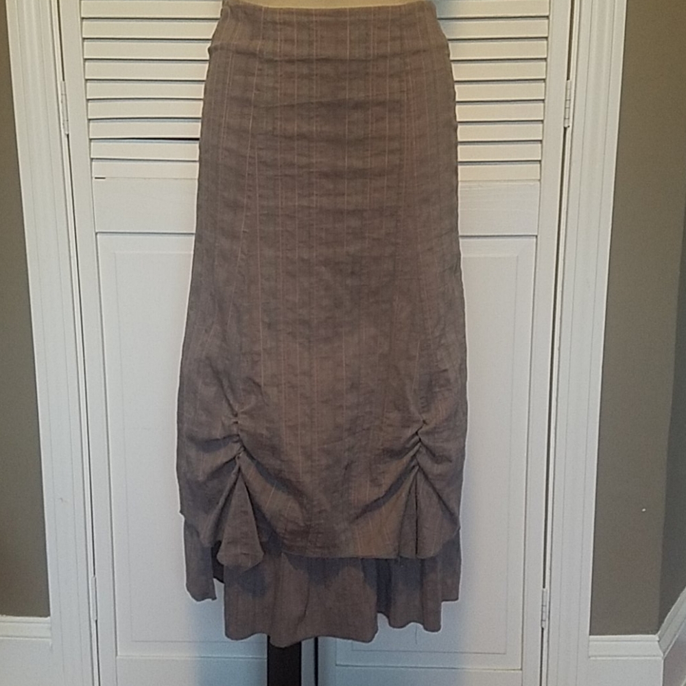 La City Maxi Skirt, Gray, Pink Pin Stripes, Size 6